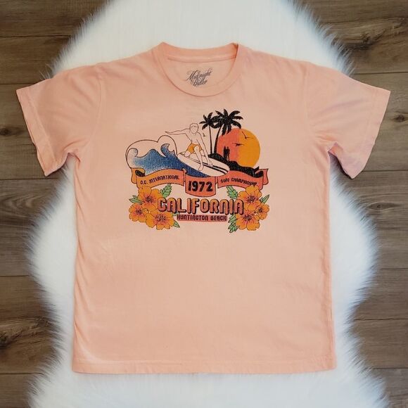 Anthropologie X Midnight Rider Huntington Beach Graphic Tee XS NWOT - Picture 4 of 10